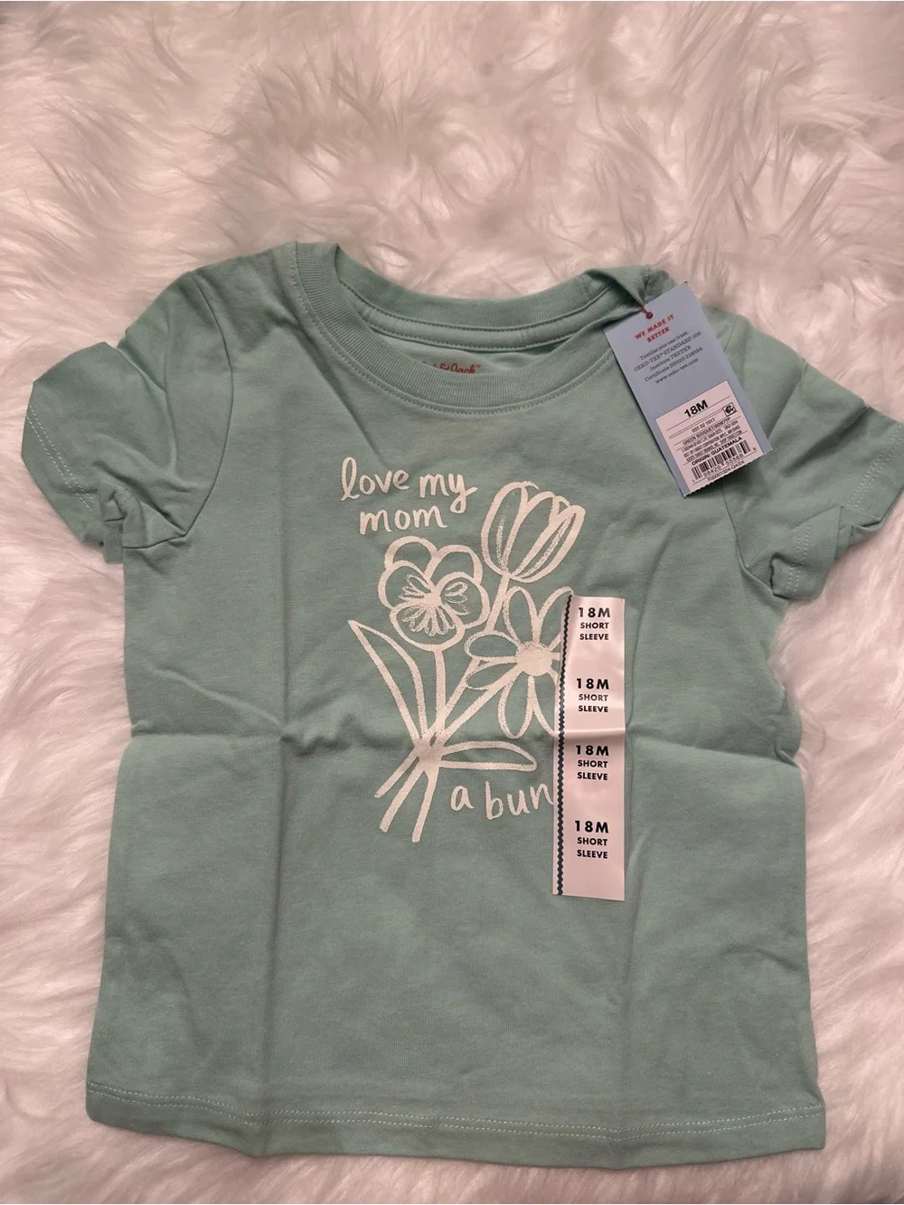 Cat & Jack Mint Green 'Love My Mom' Short Sleeve Tee